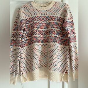 J. Crew Cream Multicolor Patterned Sweater